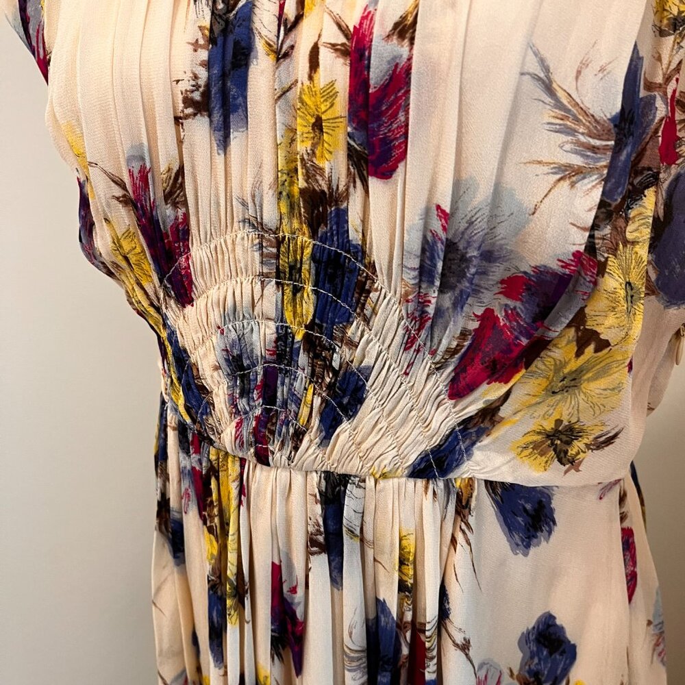 Boden Women's Floral Dress Sz 6R Timeless Lined Cap Short Sleeve Spring Cream - Picture 3 of 11
